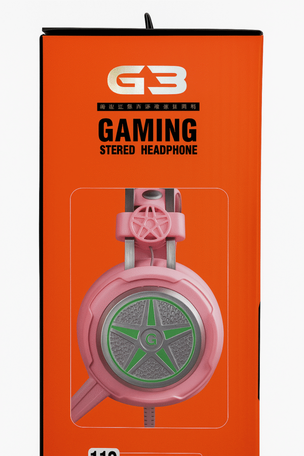 MISDE G3 Gaming Stereo Headset with LED Lights – Over-Ear Wired Headphones for PC/MAC (Pink Edition) - Image 3