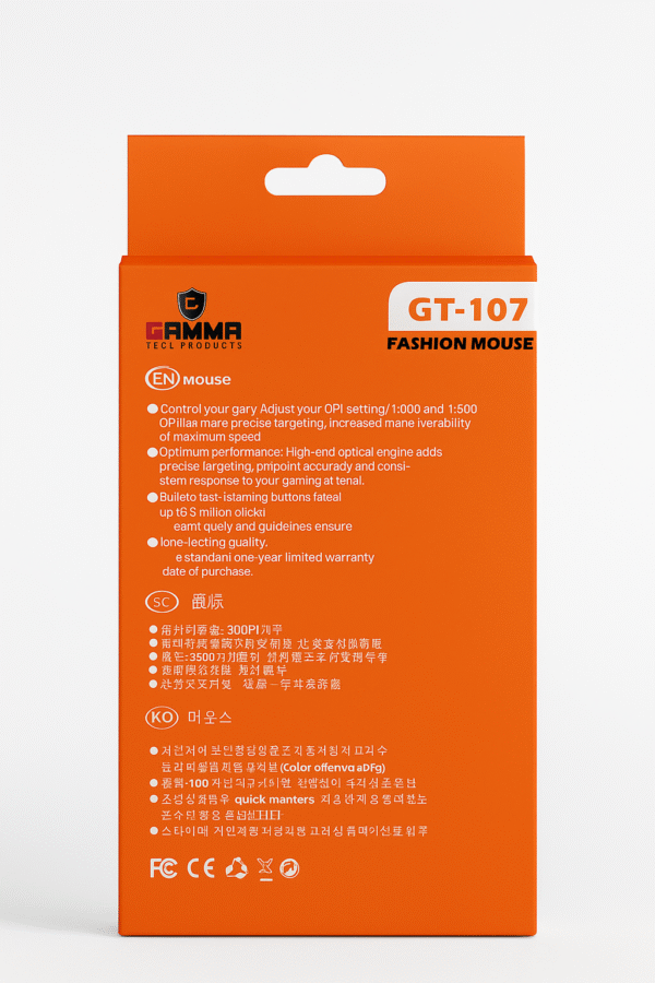 GAMMA GT-107 Wired Optical Mouse – 4 Buttons, Adjustable DPI 1000/1600, Ergonomic Design - Image 3