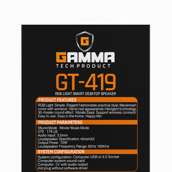 Gamma Tech GT-419 RGB Light Smart Desktop Speaker - Image 5