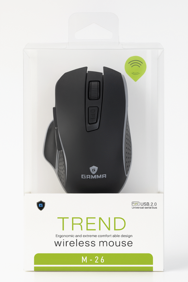 GAMMA M-26 Wireless Ergonomic Mouse – 2.4GHz, Adjustable DPI, USB Receiver, Comfortable Grip - Image 2