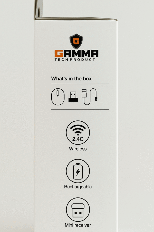 GAMMA M-14 Rechargeable 2.4GHz Wireless Mouse – DPI 800/1200/1600, Ergonomic, USB Nano Receiver - Image 5