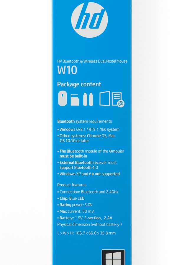 HD W10 Bluetooth & Wireless Rechargeable Mouse – 2.4GHz Dual Mode with 4 Buttons & RGB Lighting - Image 3