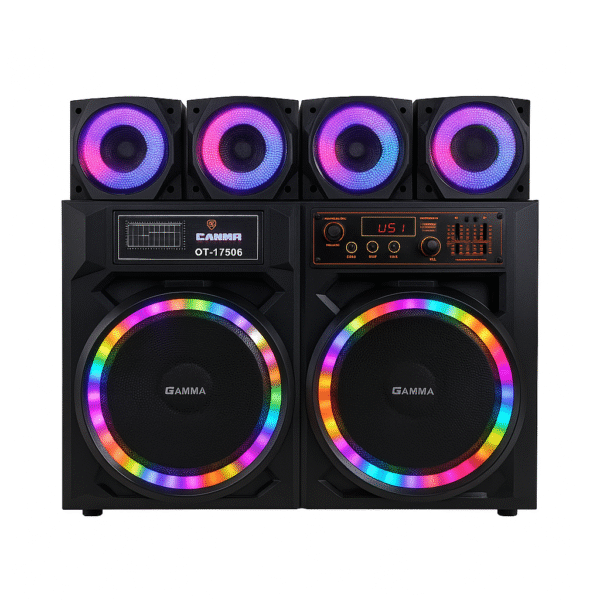 Gamma GT-17500 Powerful Multimedia Sound System with Bluetooth, USB, SD, and LED Lights – Deep Bass Speakers Made in Egypt