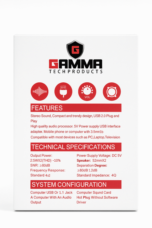 Gamma GT-216 Mini USB Desktop Speakers - Image 3