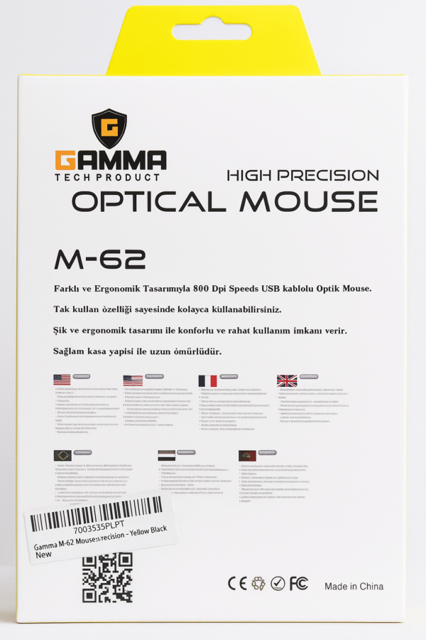 GAMMA M-62 High-Precision Wired Optical Mouse – 800 to 3200 DPI, Ergonomic USB Mouse for Gaming & Office - Image 3