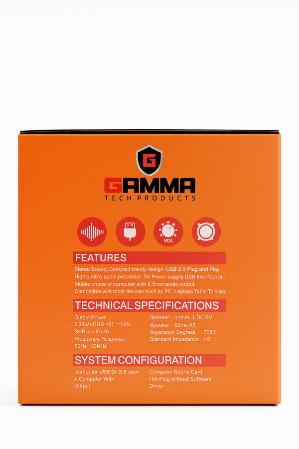Gamma GT-215 Mini Digital USB Stereo Speakers - Image 3