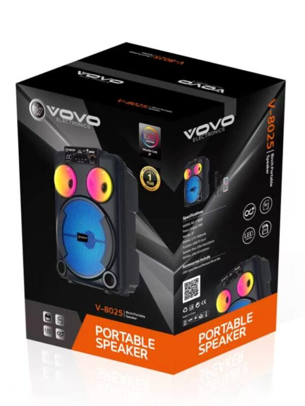 V-8025 8-Inch Wireless Bluetooth Speaker with LED Lights - Image 2