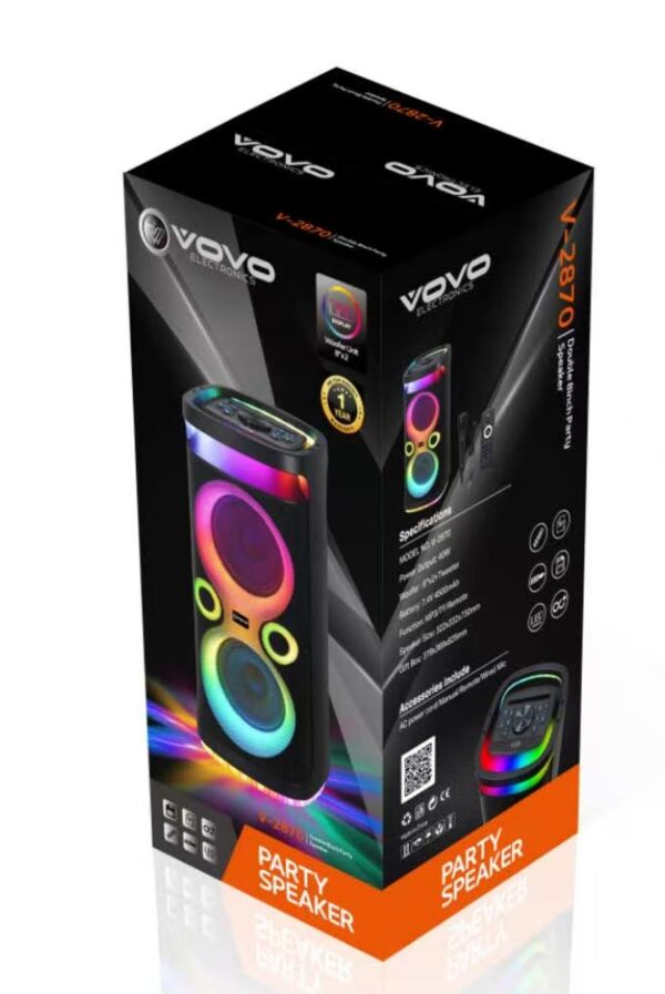 V-2870 Double 8-Inch Bluetooth Party Speaker with 40W Output - Image 2