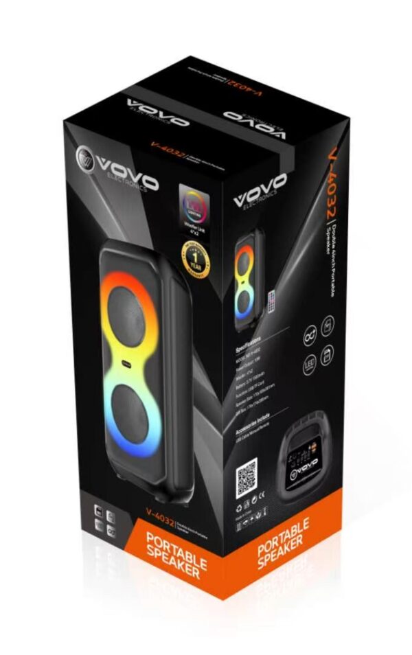V-4032 Dual 4-Inch Bluetooth Speaker with LED Light - Image 2