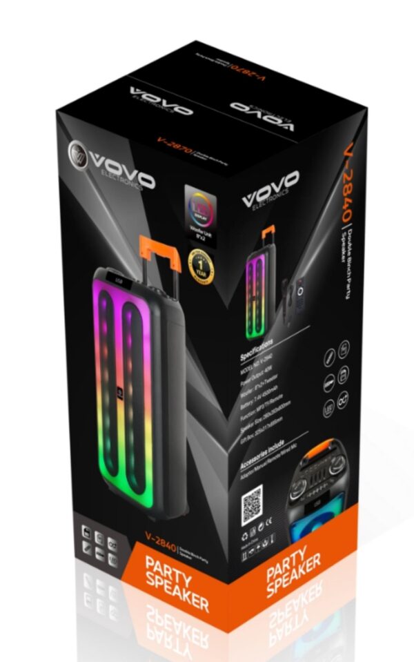 V-2810 Dual 8-Inch Bluetooth Speaker with LED Lights - Image 2