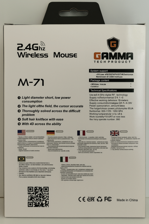 GAMMA M-71 2.4GHz Wireless Optical Mouse – Ergonomic, 1600 DPI, USB Nano Receiver, Battery Efficient - Image 2