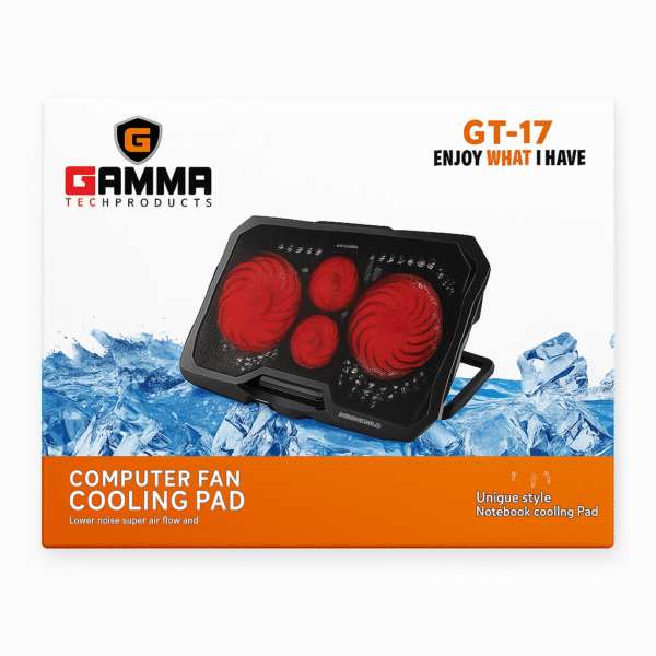 Gamma GT-17 Laptop Cooling Pad – Dual Core Cooling with LED Fans - Image 3