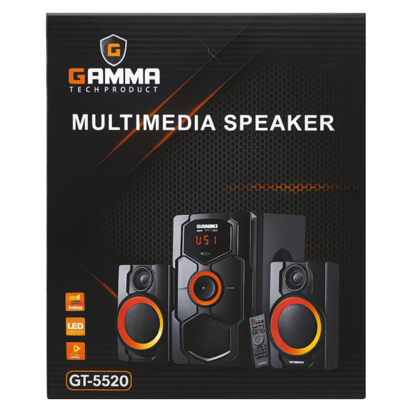 Gamma GT-5520 2.1 Multimedia Speaker System with LED Display, Remote Control & Deep Bass - Image 2