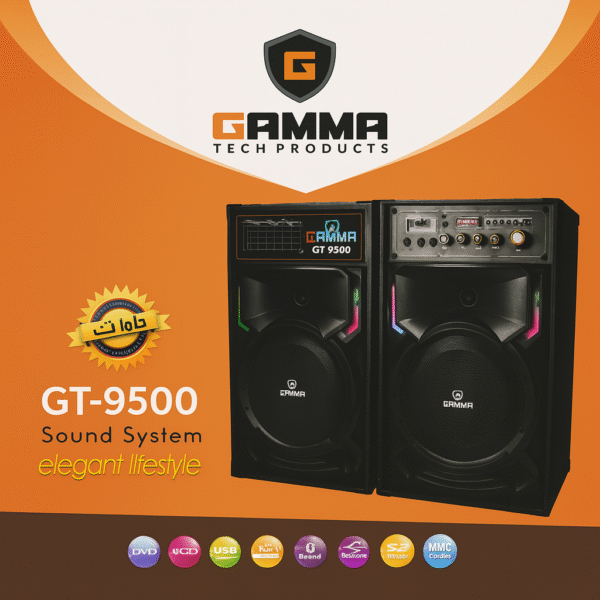GAMMA GT-9500 High-Power Bluetooth Sound System with USB, SD, FM, Remote & LED Display - Image 2