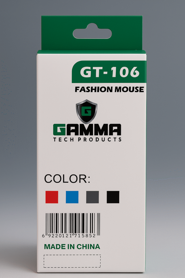GAMMA GT-106 Fashion Wired Optical Mouse – Ergonomic, 1600 DPI, 4 Buttons, USB, Multi-Color Options - Image 2