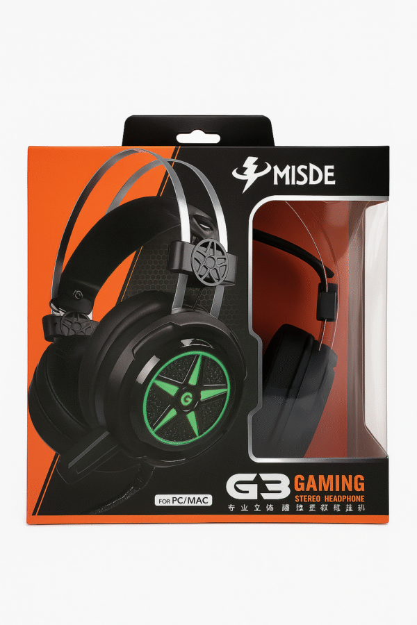 MISDE G3 Gaming Stereo Headset with LED Lights – Over-Ear Wired Headphones for PC/MAC (Pink Edition) - Image 4