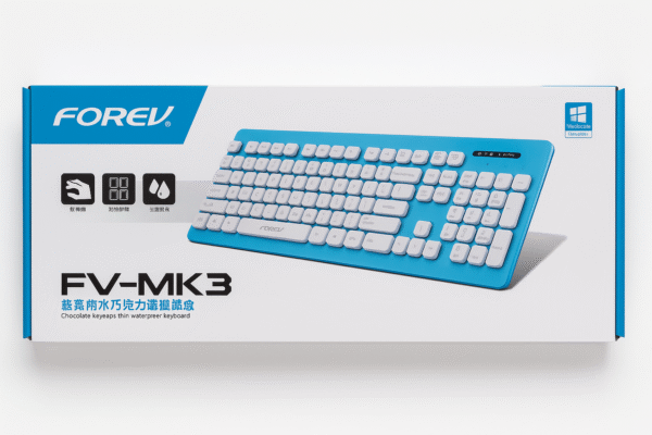 FOREV FV-MK3 Ultra Slim Waterproof Wired Keyboard – Chocolate Keycaps, Spill Resistant, USB Interface, Multiple Color Options - Image 2