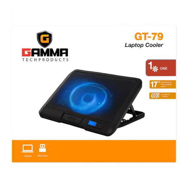 GT-79 Gamma Tech Ultra-Silent Laptop Cooling Pad with 140mm Fan for 17” Laptops - Image 2