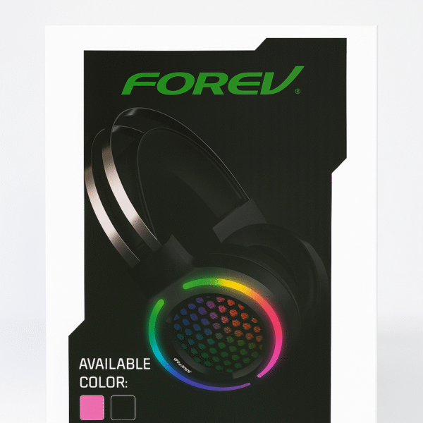 FOREV FV-G99 RGB Gaming Headset – 50mm Stereo Drivers, Soft Leather Earcups, Short Mic (Pink Edition) - Image 5
