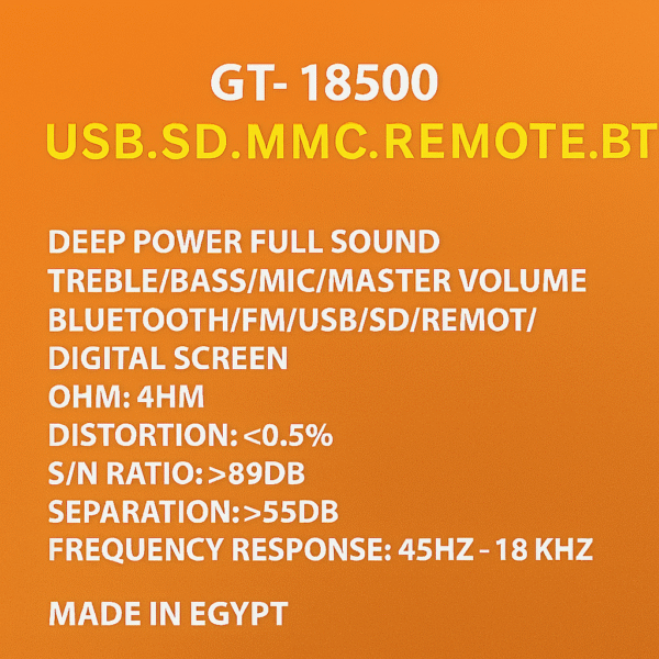 Gamma GT-18500 Powerful Bluetooth Multimedia Sound System with Remote, USB/SD/MMC Support - Image 3