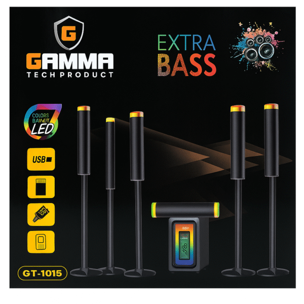 Gamma GT-1015 5.1 Channel Multimedia Speaker System with LED Display and Optical Input – 180W RMS Power - Image 2
