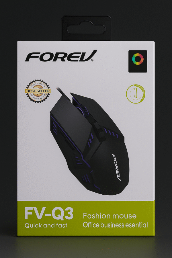 Forev FV‑Q3 RGB Wired Gaming Mouse – 1600 DPI, 4‑Button, RGB Backlight - Image 2
