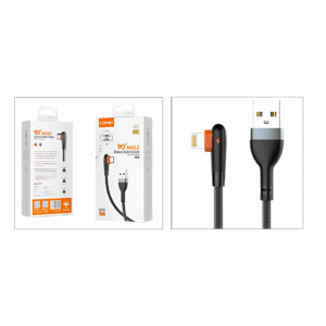LDNIO LS-562 90° Angle Elbow Data Cable, 2M, 2.4A Fast Charging, Fashion Orange