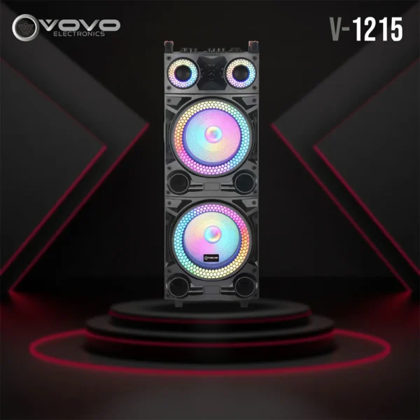 VOVO V‑1215 Party RGB Portable Speaker – 100W Wireless 1.0 Channel with Remote, USB/TF/Mic Support - Image 2